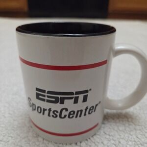 ESPN SportsCenter Coffee Mug White Ceramic Black Interior Sports Fan Gift